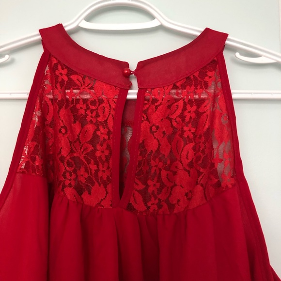 Lined red summer dress. - Picture 3 of 3